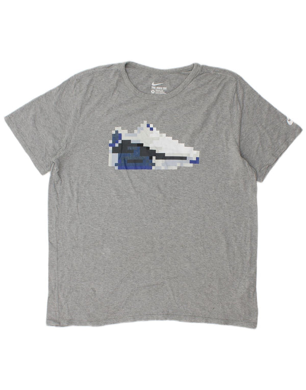 Nike Camiseta gráfica de corte atlético para hombre Top XL Algodón moteado gris
