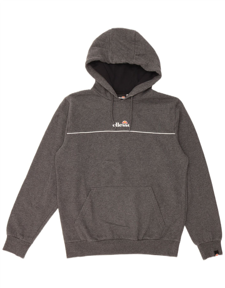 Ellesse Jersey con capucha para hombre, talla grande, algodón gris