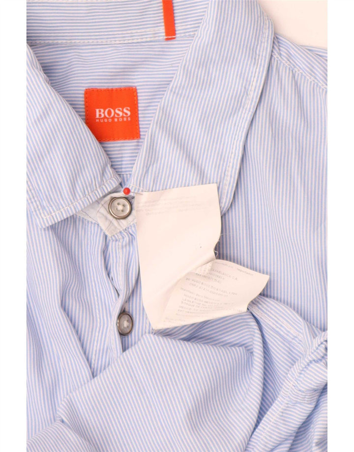 Camisa Hugo Boss Hombre Grande Azul Rayas Algodón