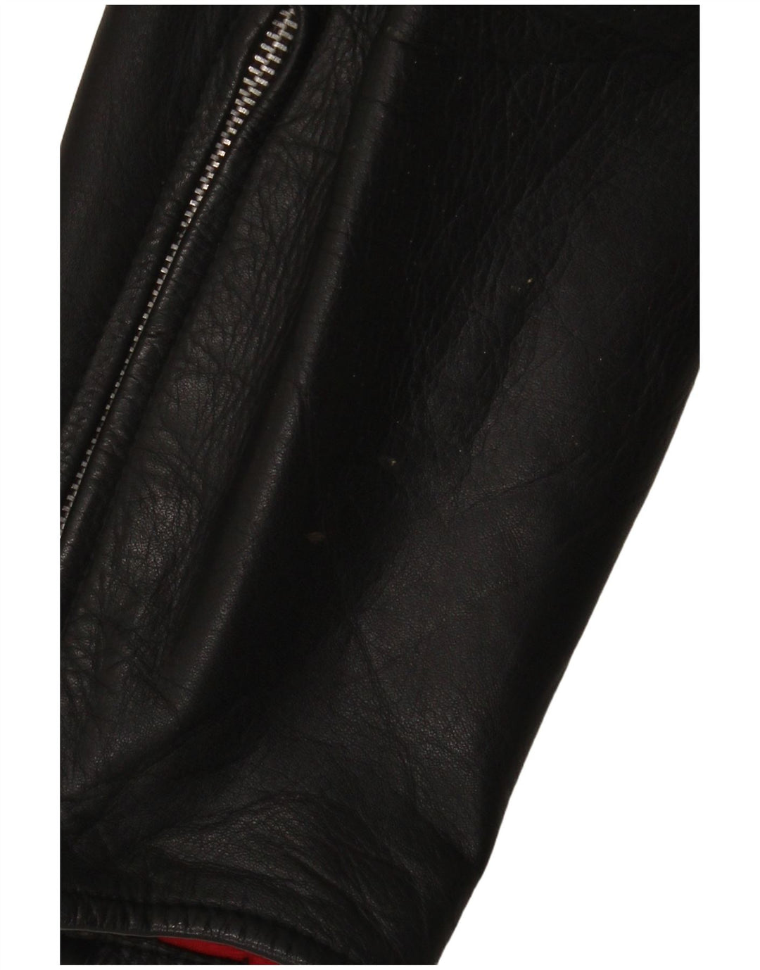 Pantalones motociclistas de cuero vintage para hombre W34 L30 Bloque de color negro