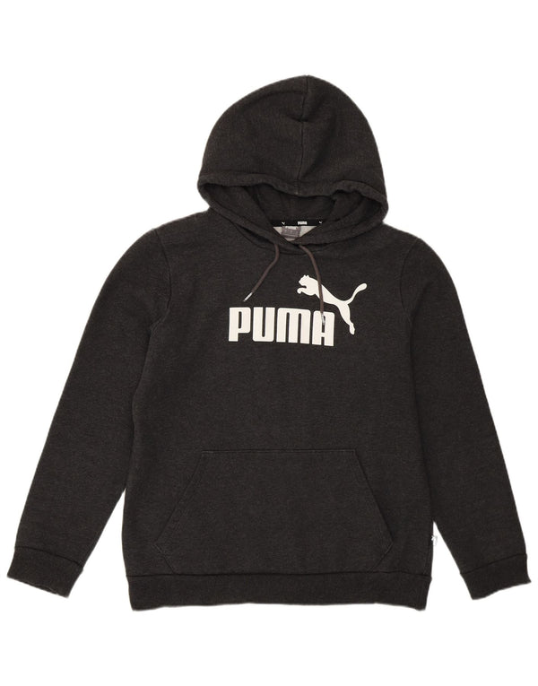 Puma Womens Graphic Hoodie Jumper UK 12 Medium Grey Cotton