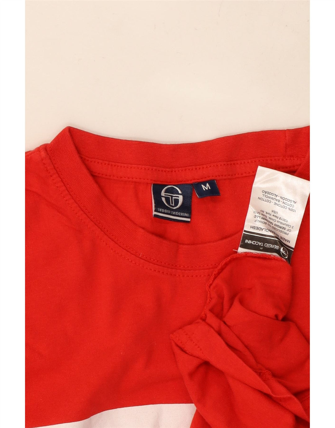 SERGIO TACCHINI Camiseta gráfica para hombre Top mediano de algodón a rayas rojas