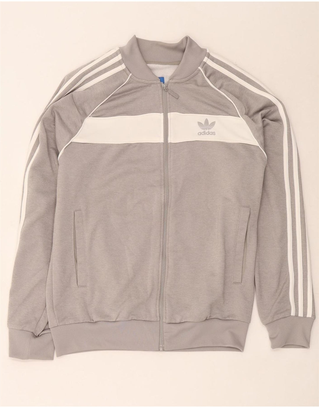 Adidas Hombre Chándal Top Chaqueta Grande Gris Colorblock Poliéster