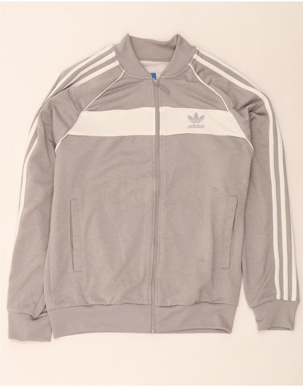 Adidas Hombre Chándal Top Chaqueta Grande Gris Colorblock Poliéster
