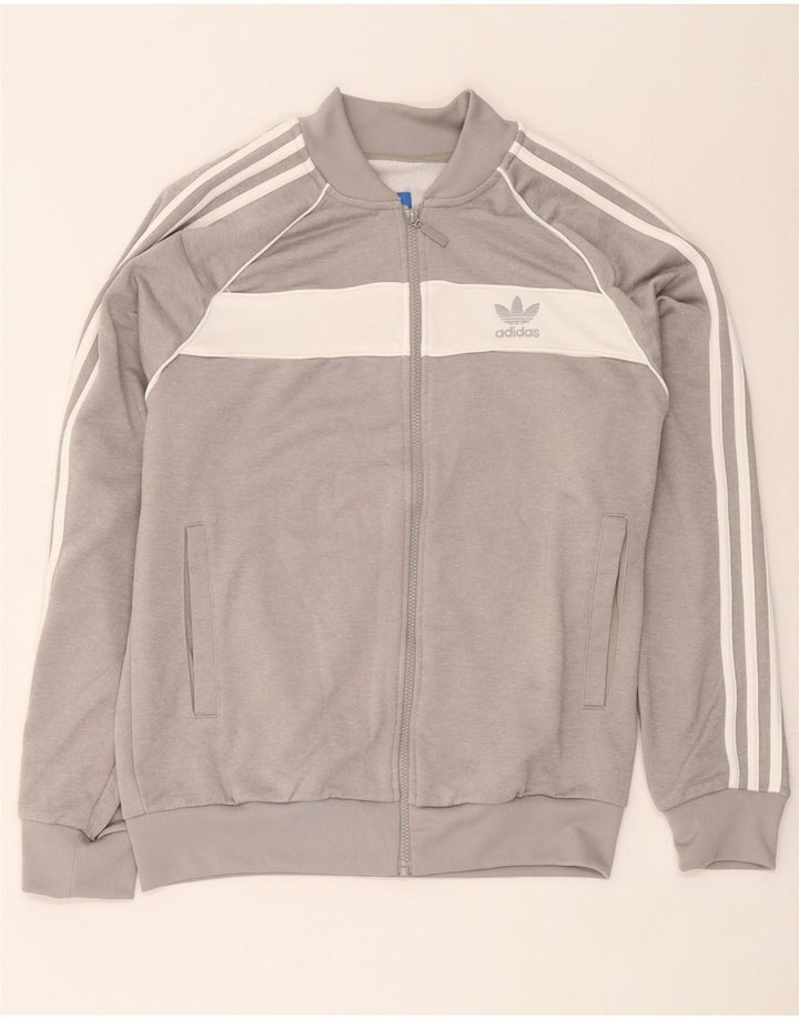 Adidas Hombre Chándal Top Chaqueta Grande Gris Colorblock Poliéster