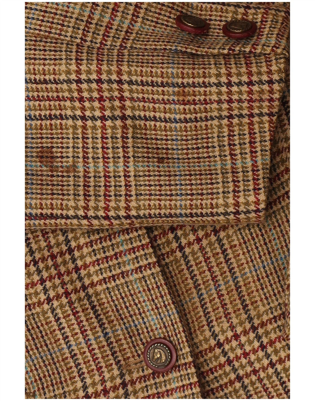 Luisa Spagnoli Chaqueta tipo blazer de 3 botones para mujer IT 46 Large Beige Houndstooth