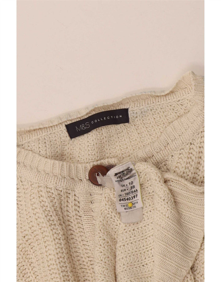 Marks & Spencer Suéter tipo cárdigan corto para mujer UK 10 Small Off White