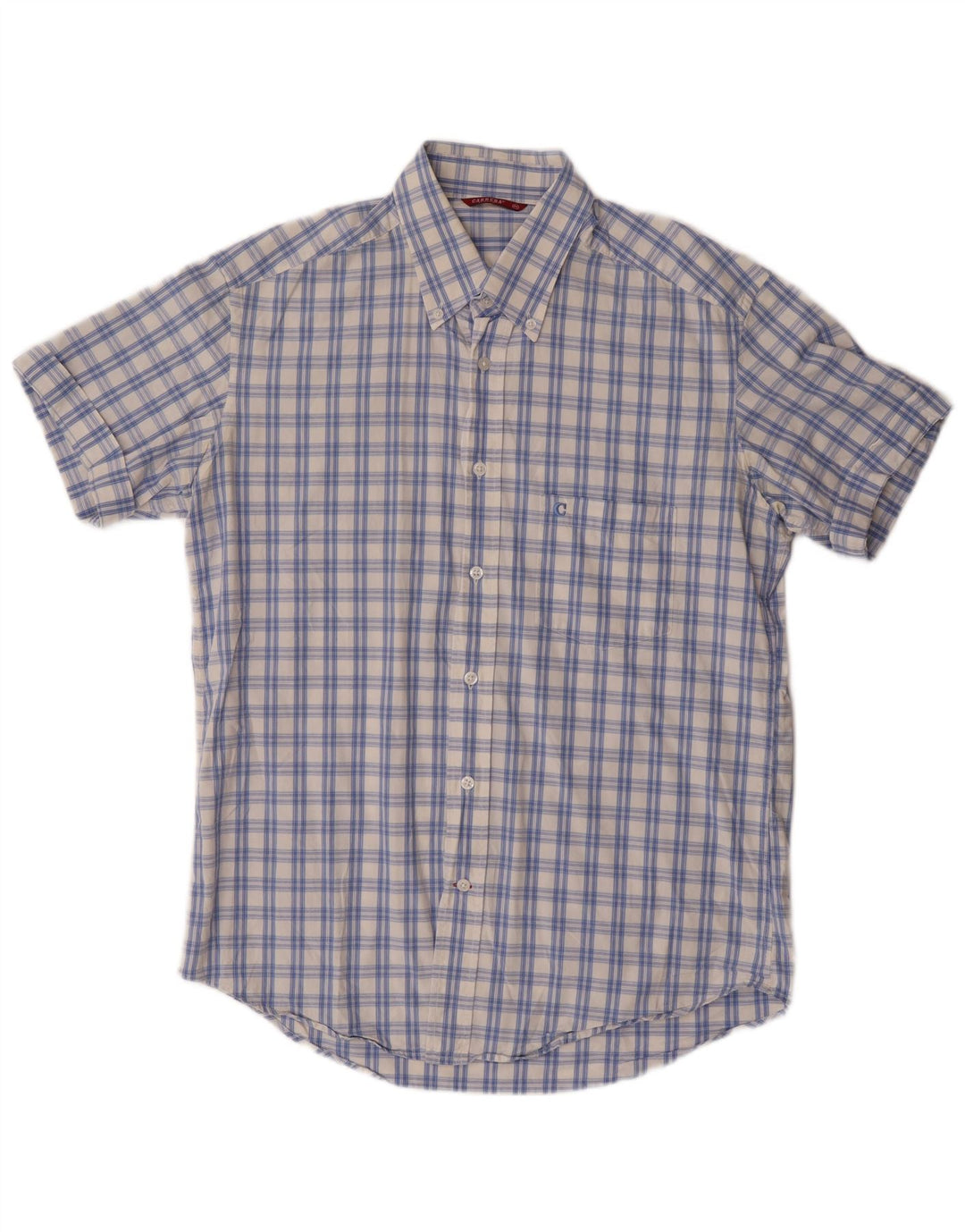 Camisa Carrera Hombre Manga Corta Azul Medio Cuadros
