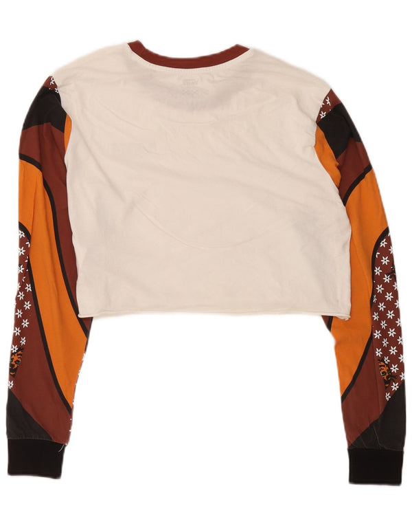 Vans Mujer Crop Graphic Top Manga Larga UK 6 XS Blanco Colorblock