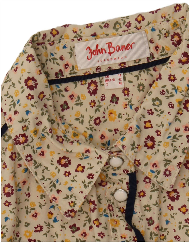 John Baner Camisa para mujer Reino Unido 44 Medio Beige Floral