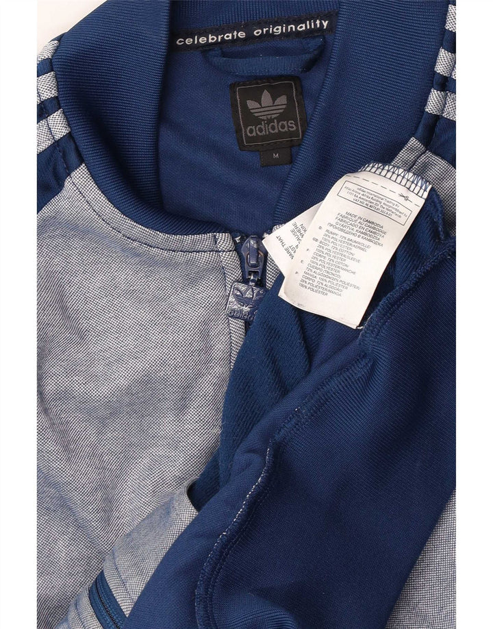 Adidas Hombre Chándal Top Chaqueta Mediana Azul Marino Colorblock Algodón