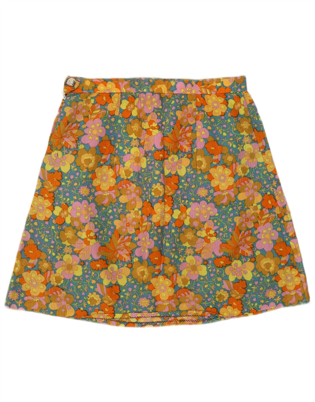 Vintage mujer A-Line falda W26 pequeño verde floral