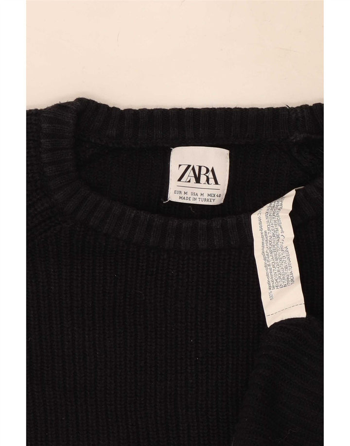 Jersey Zara Hombre Cuello Redondo Algodón Negro Mediano