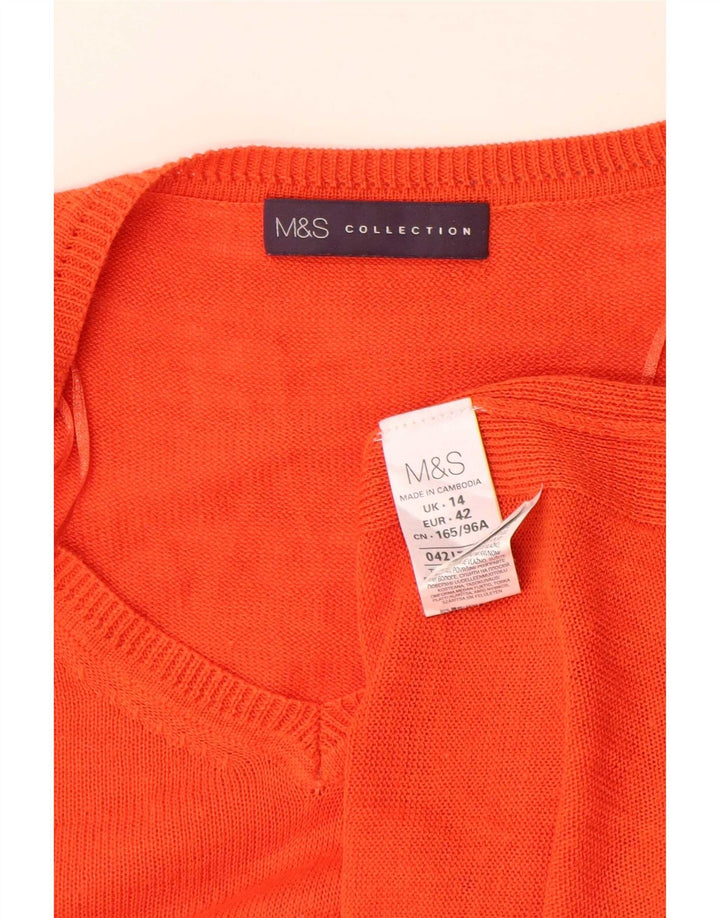 Marks & Spencer Jersey extragrande con cuello en V para mujer UK 44 Grande Naranja