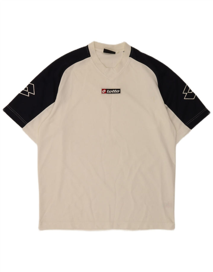 Lotto Hombre Camiseta Gráfica Top XL Blanco Colorblock Poliéster