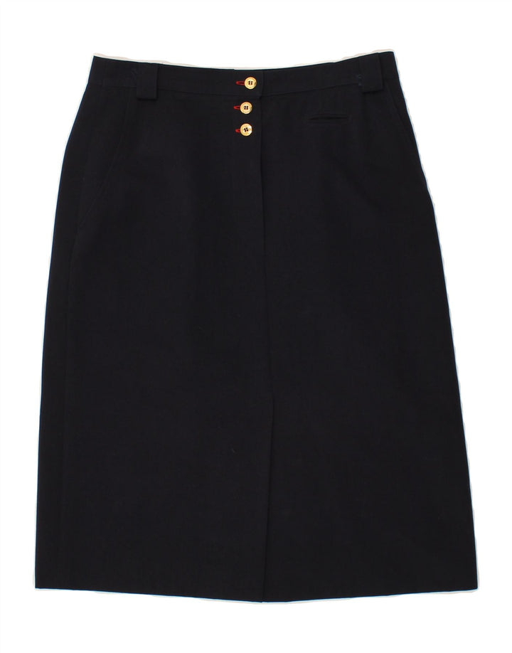 JOBIS Womens A-Line Skirt EU 40 Medium W30  Navy Blue Polyester Vintage Jobis and Second-Hand Jobis from Messina Hembry 