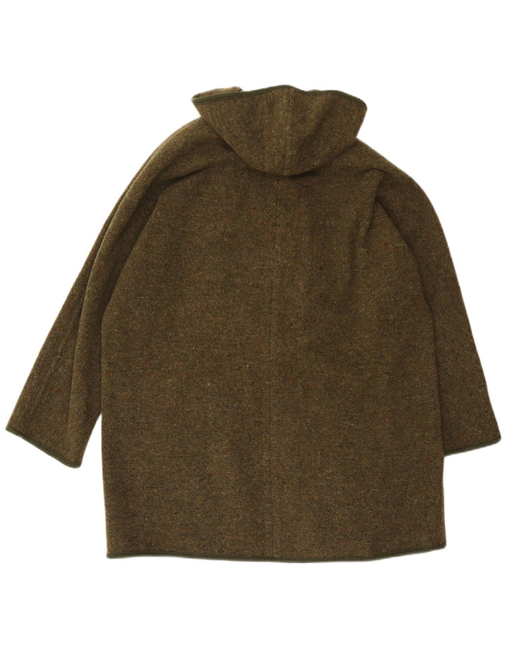 Merlet Abrigo extragrande con capucha para mujer IT 46 Lana moteada de color caqui grande
