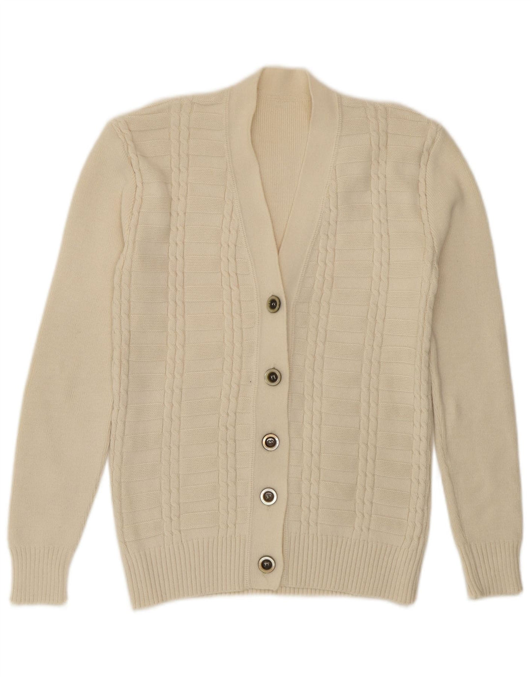 Vintage mujer Cardigan suéter Reino Unido 12 medio apagado blanco
