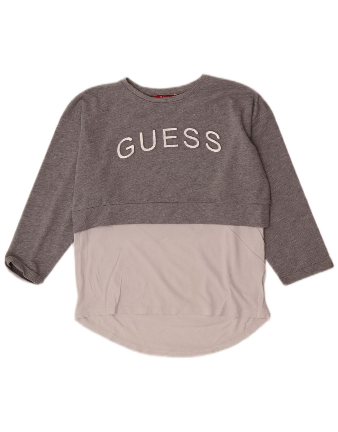 Guess Top gráfico para mujer manga 3/4 UK 10 Small Grey