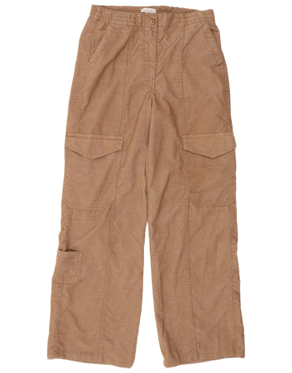 Topshop Pantalones cargo de pana holgados para mujer UK 12 Medium W30 L31 Beige
