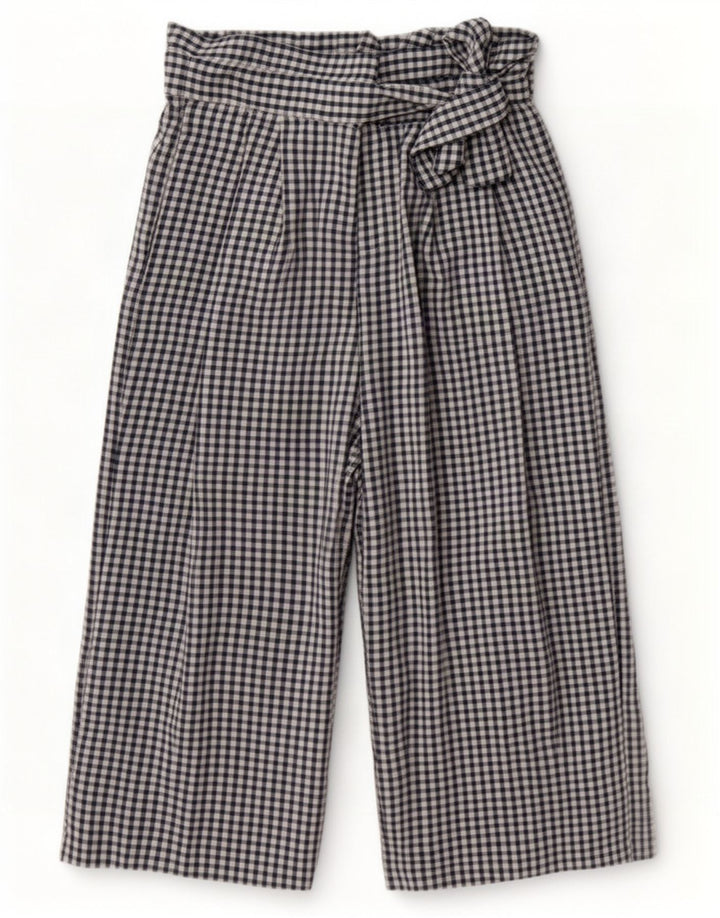 Zara Mujer Cullotes Capri Pantalón Mediano W28 L22 Azul Marino Vichy