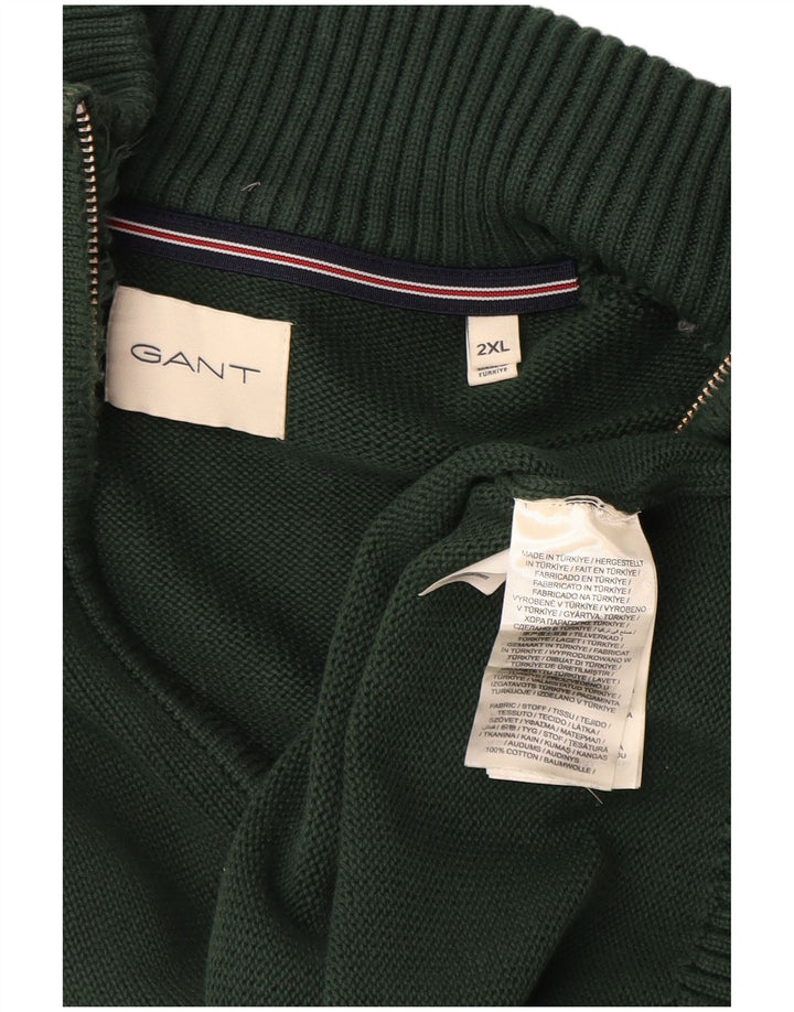 Gant Jersey con cuello y cremallera para hombre, talla 2XL, algodón verde