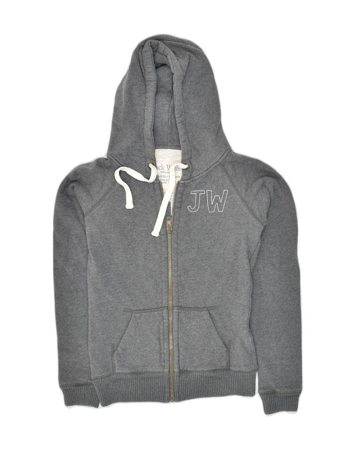 JACK WILLS Womens Zip Hoodie Sweater UK 10 Small Grey Cotton | Vintage Jack Wills | Thrift | Second-Hand Jack Wills | Used Clothing | Messina Hembry 