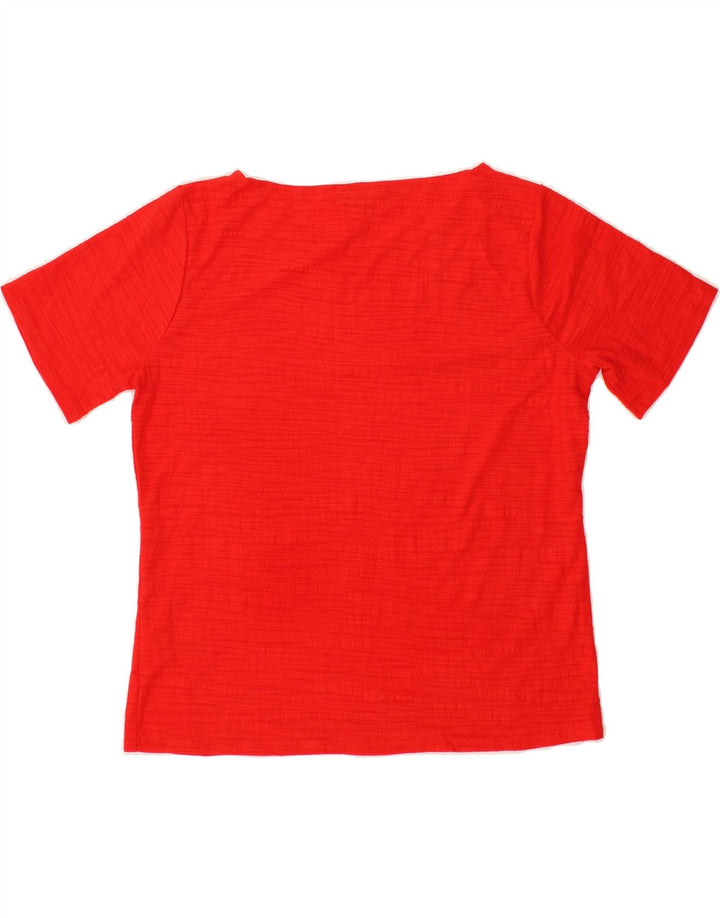 J. CREW Womens T-Shirt Top UK 14 Medium Red Polyester Vintage J. Crew and Second-Hand J. Crew from Messina Hembry 