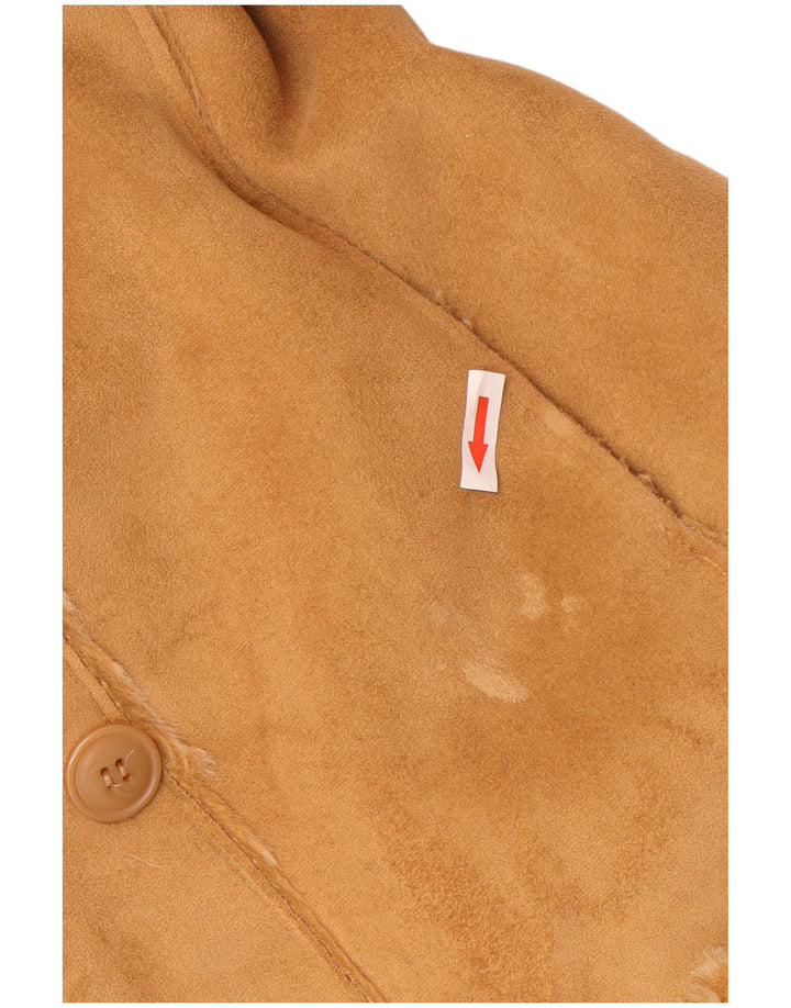 Vintage mujer Sherpa chaqueta Reino Unido 12 acrílico beige medio