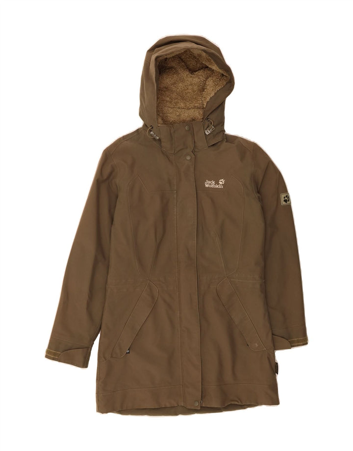 JACK WOLFSKIN Womens Hooded Windbreaker Jacket UK 10 Small  Khaki Vintage Jack Wolfskin and Second-Hand Jack Wolfskin from Messina Hembry 