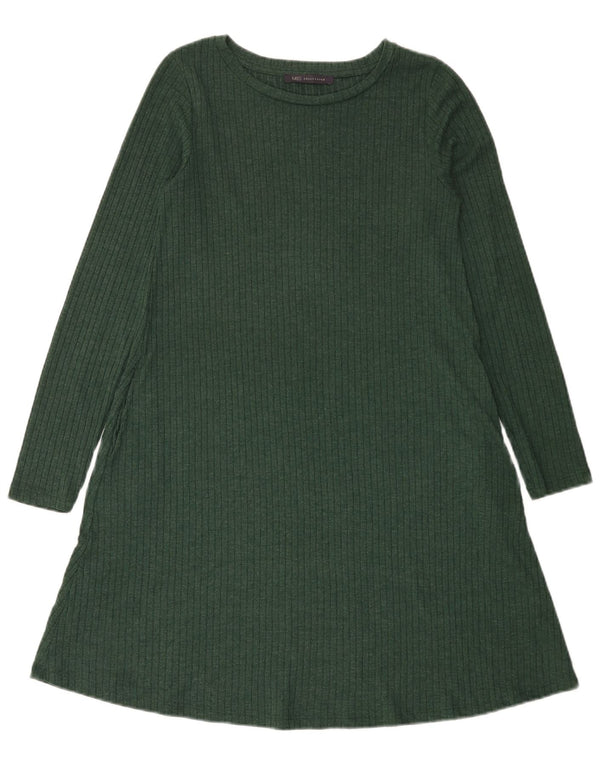Marks & Spencer Vestido tipo jersey de manga larga para mujer UK 8 Pequeño Poliéster verde