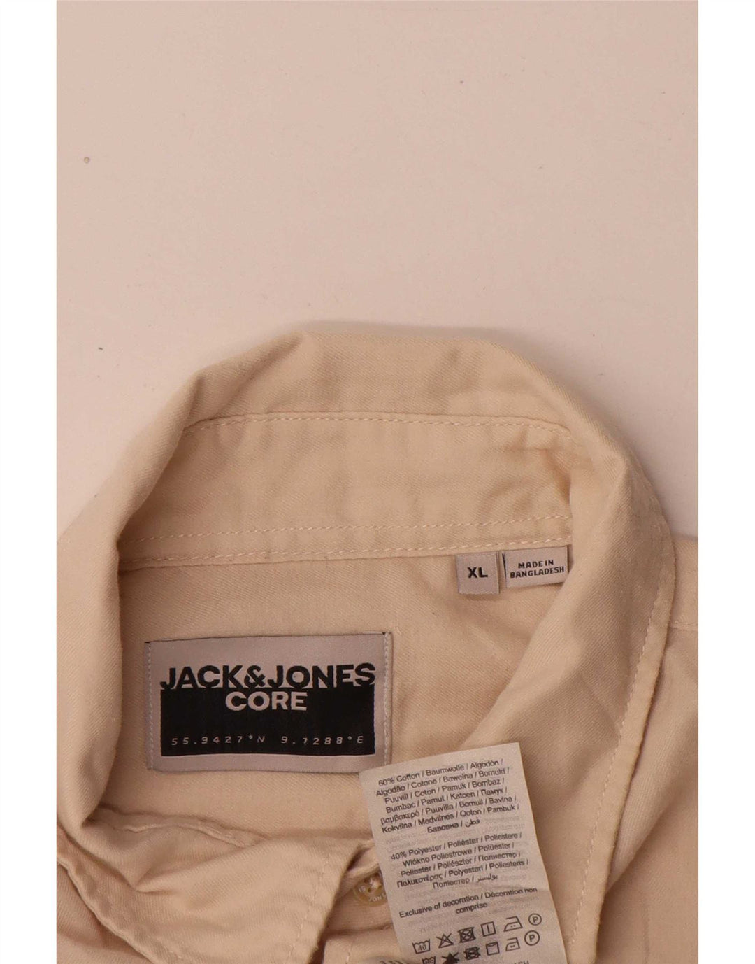 Camisa Jack & Jones Hombre XL Algodón Beige