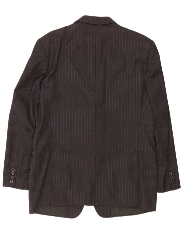 Trussardi Chaqueta tipo blazer de 3 botones para hombre IT 52 XL Lana virgen gris a rayas diplomáticas