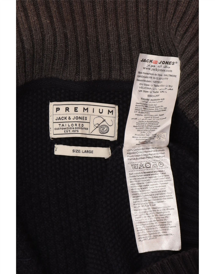 Jack & Jones Hombre Cárdigan Suéter Grande Algodón Negro