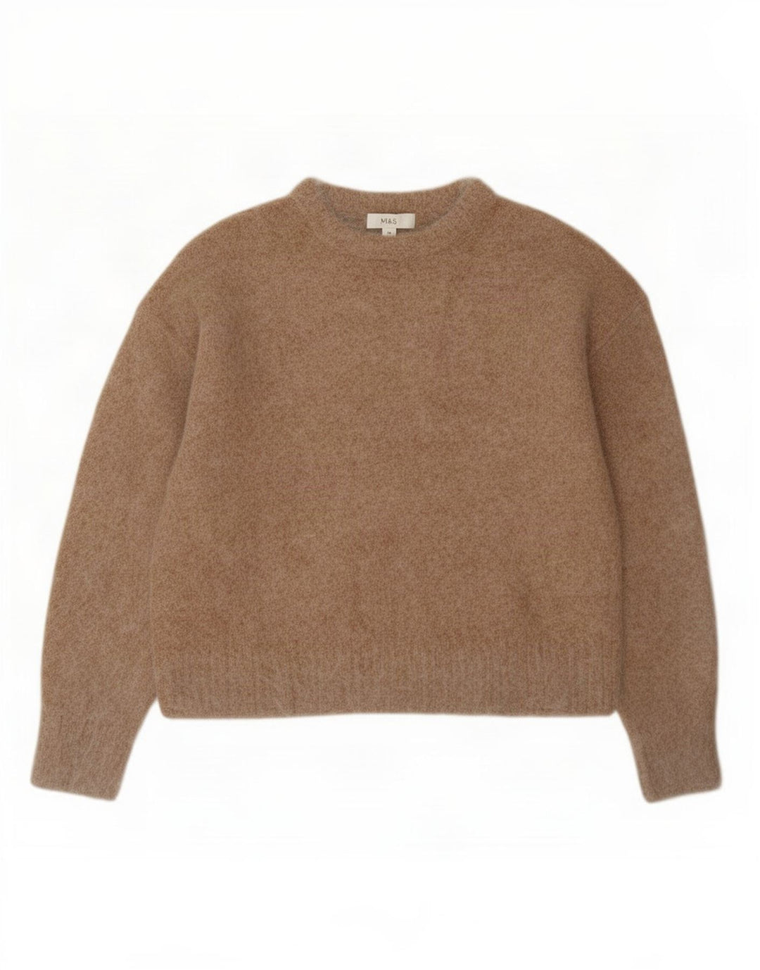 Marks & Spencer Suéter de cuello redondo para mujer UK 44 Lana beige mediana