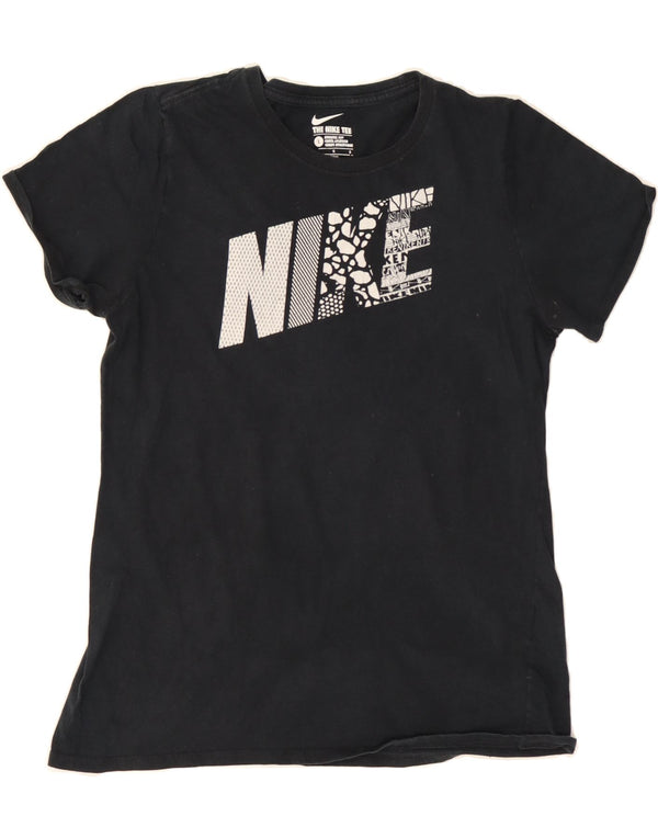 NIKE Womens Athletic Cut Graphic T-Shirt Top UK 16 Large Black Cotton
