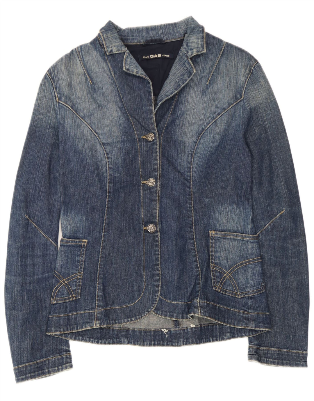 Chaqueta tipo blazer vaquera de 3 botones para mujer Gas UK 42 Algodón azul medio