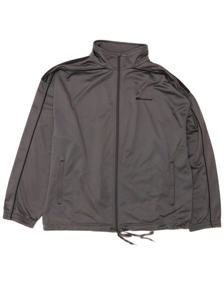 Reebok Hombre Chándal Top Chaqueta Poliéster Gris Medio