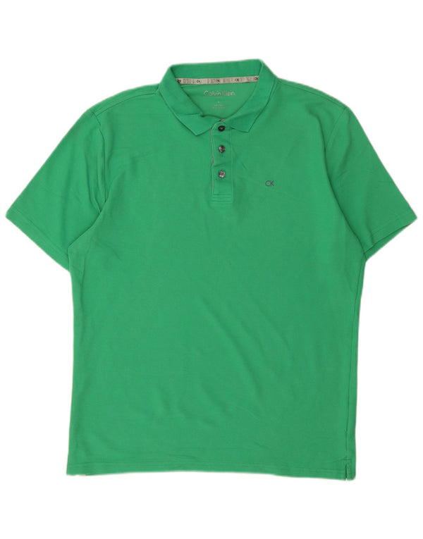 CALVIN KLEIN Polo para hombre grande de algodón verde