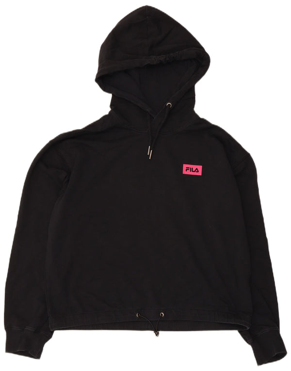Fila - Sudadera con capucha para mujer, talla 40, talla grande, algodón negro