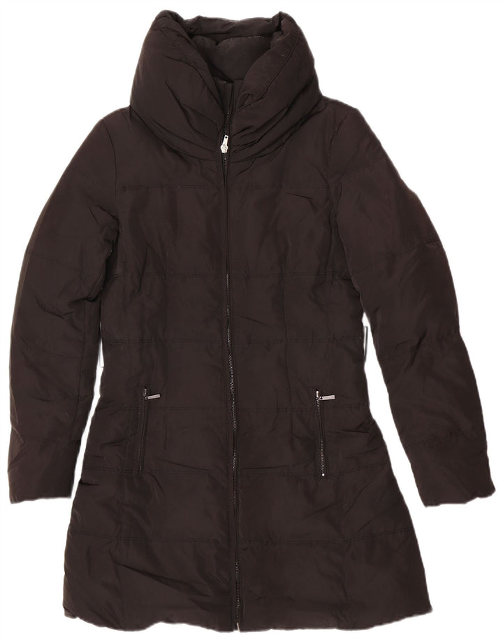 Zara Mujer Abrigo Acolchado UK 44 Medio Negro Poliéster