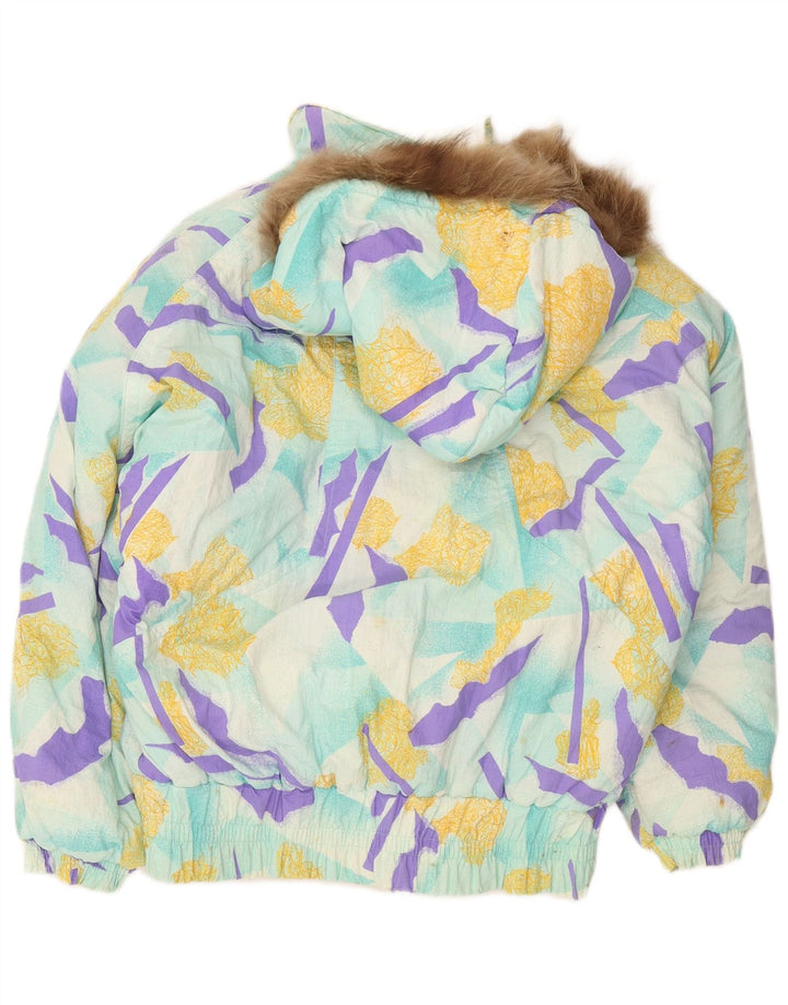 MARILENA Chaqueta de esquí con capucha para mujer US 10 grande multicolor geométrico retro