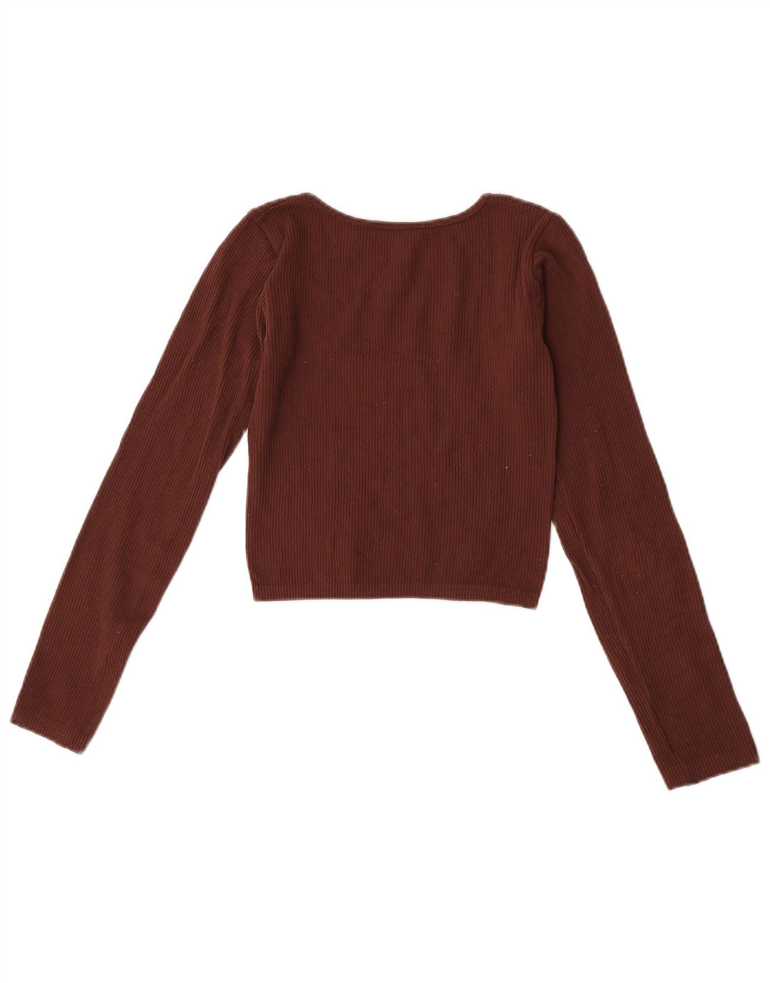 Zara Mujer Crop Top Manga Larga UK 4 XS Marrón Poliamida
