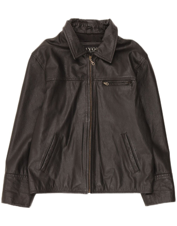 4 You Chaqueta de cuero para hombre UK 38 Medium Cuero negro