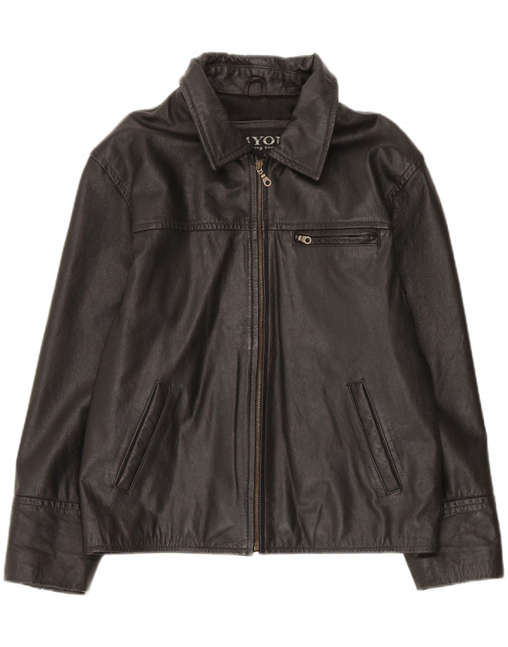 4 You Chaqueta de cuero para hombre UK 38 Medium Cuero negro