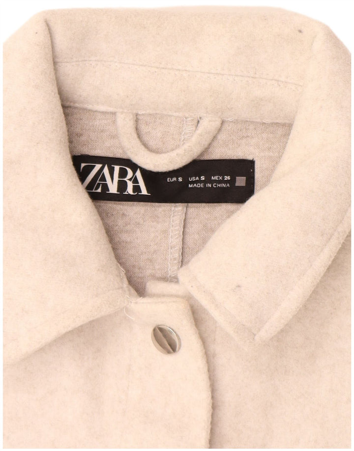 Zara Mujer Sobrecamisa Camisa Extragrande UK 10 Small Off White Poliéster