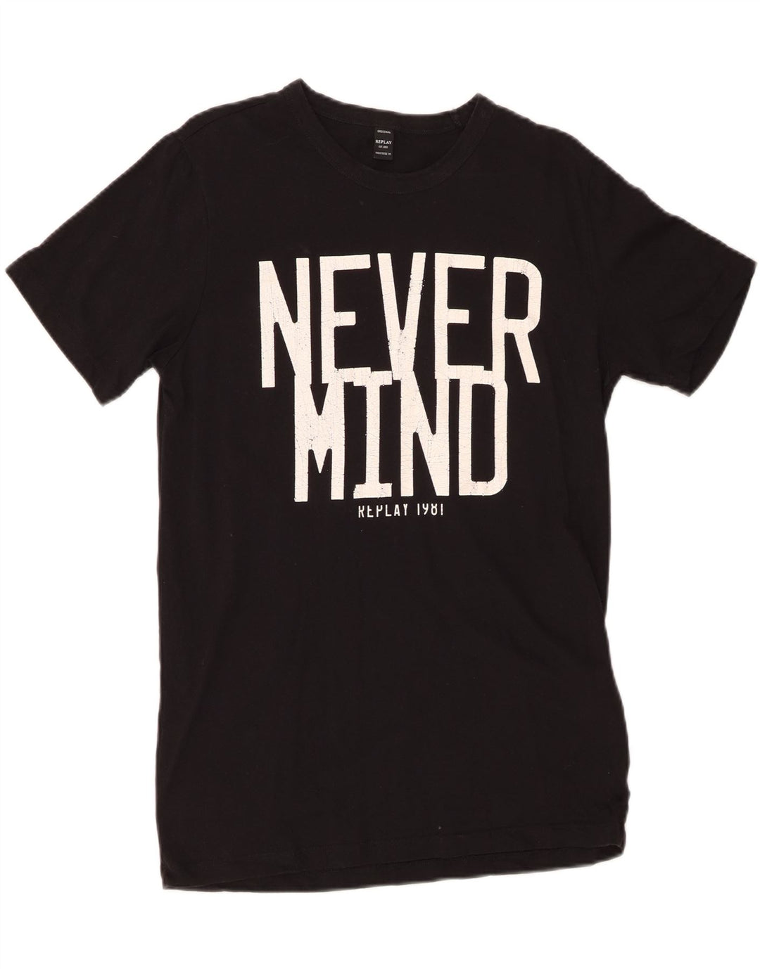 REPLAY Camiseta gráfica para hombre Top Medium Black Cotton