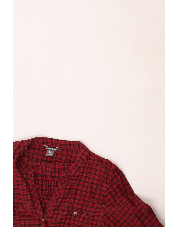 EDDIE BAUER Womens Pullover Shirt UK 6 XS Red Check Cotton Vintage Eddie Bauer and Second-Hand Eddie Bauer from Messina Hembry 