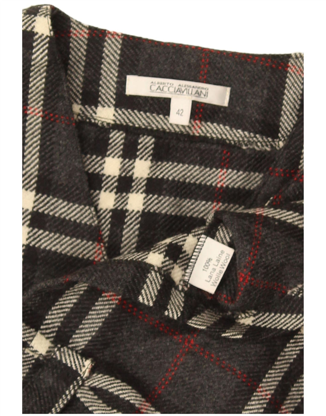 Chaleco vintage para mujer IT 42 Lana a cuadros gris medio