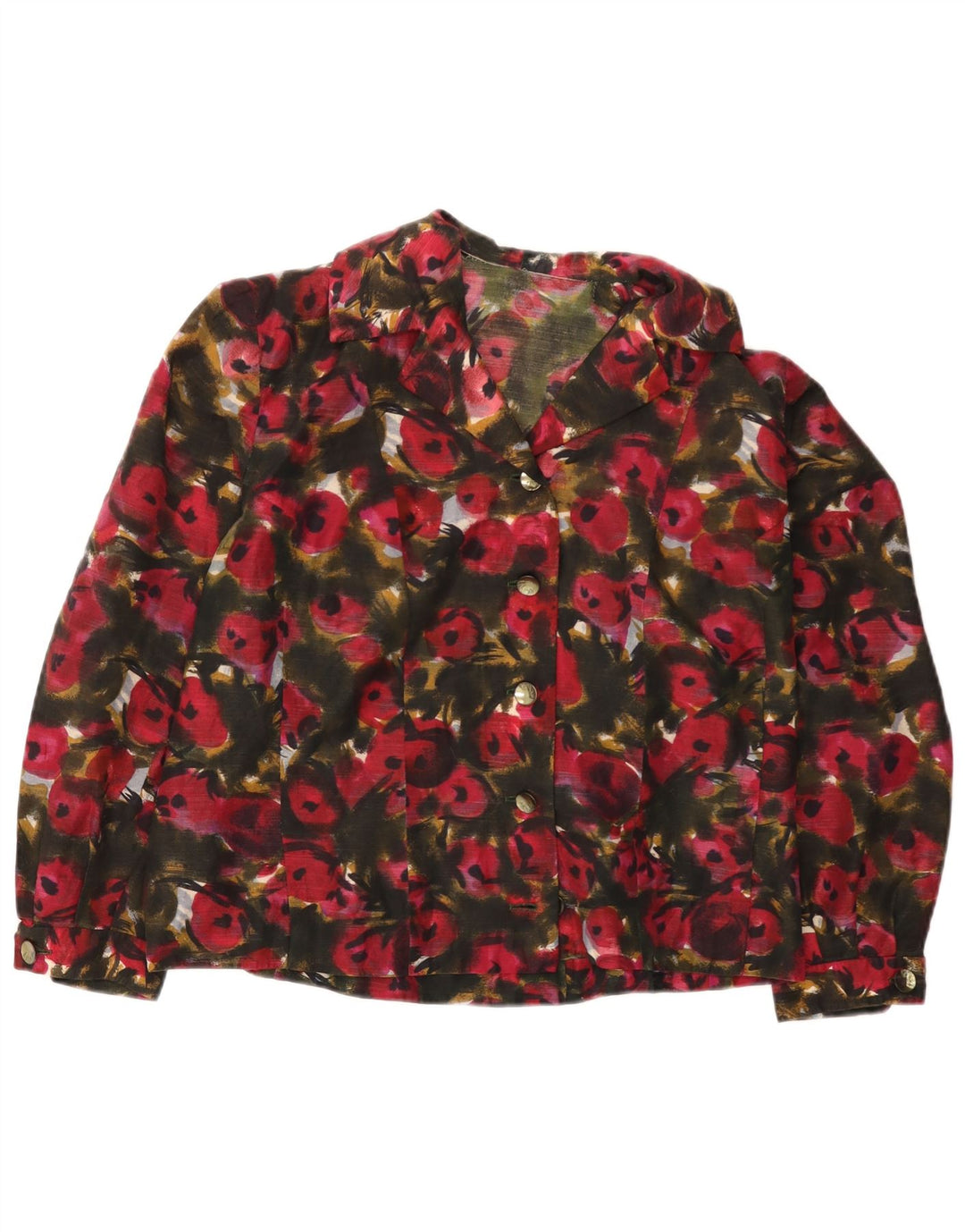 Vintage mujer camisa blusa Reino Unido 16 grande multicolor floral